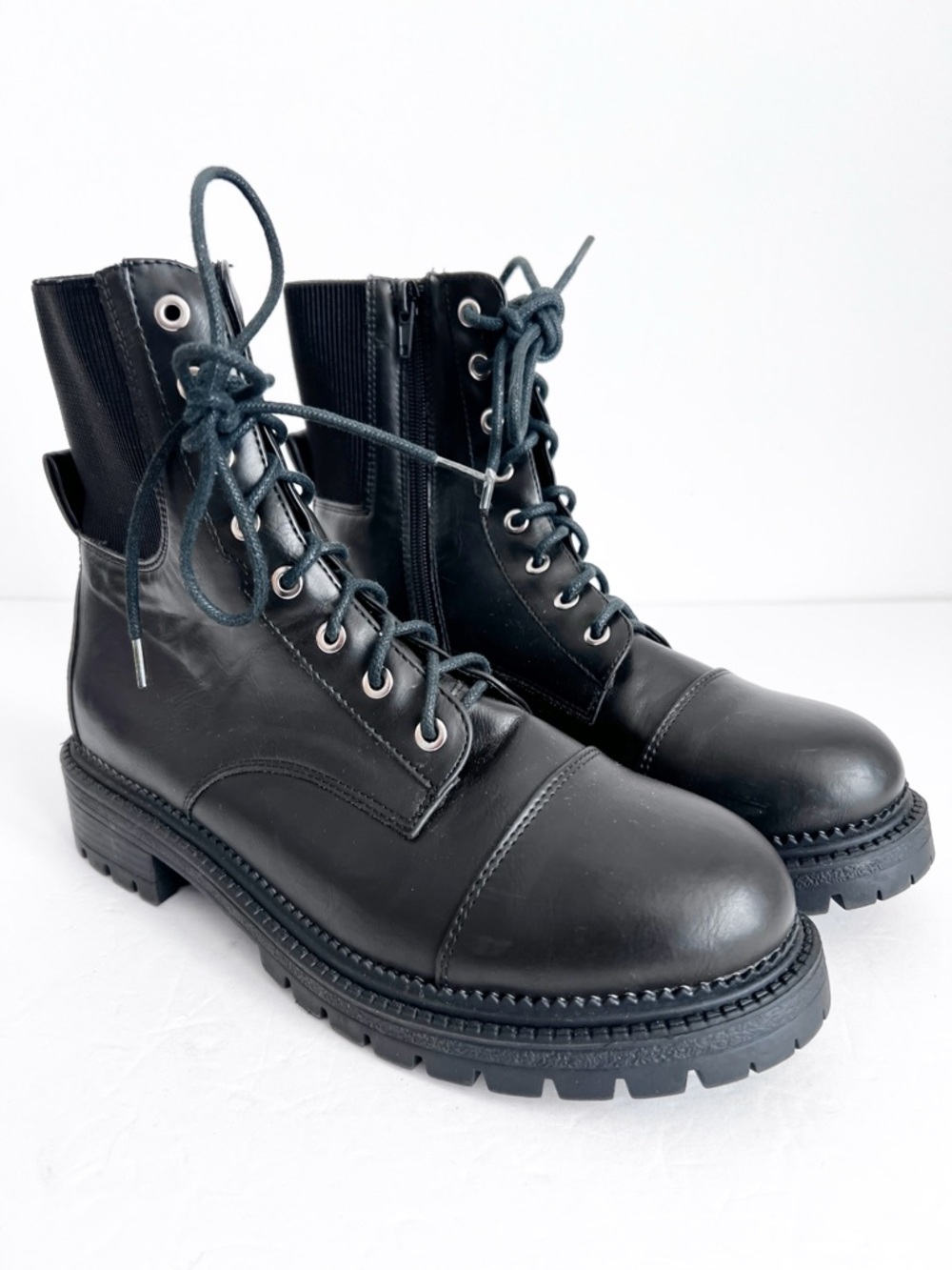 SZ 7.5 Rock & Candy Black Lace-Up Combat Boots